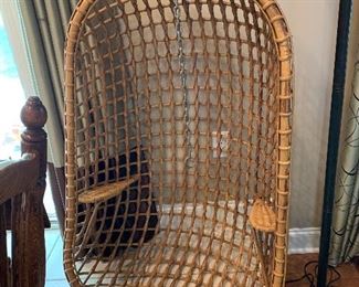 	#11	Vintage hanging bamboo rattan swinging egg chair	 $250.00 		