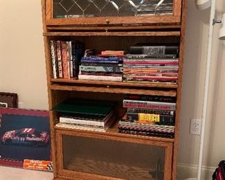 	#24	4 shelf barrister bookcase with  leaded glass top glass 35x12x60	 $400.00 		