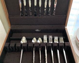 	#19	Mid century Towle stainless flatware service for 8 set with chest	 $60.00 		