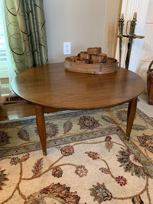 #2 Mid century coffee table with brass feet 34x15 $100.00