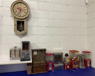 Advertising clock Winecke & Doerr's Mpls,              Seeburg wallbox,  Master Gumball Machine ,                     and many others!