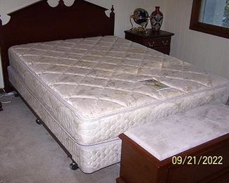 Queen size bed, gemstone globe, blanket chest,