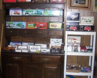 China hutch, die cast toy trucks, cars, airplanes, hot wheels, etc...