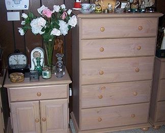 High boy dresser, one of two night stands