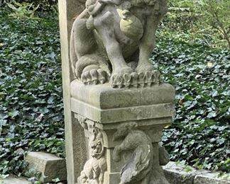 Pair of Large Ming Dynasty Garden Chinese Carved Stone Fu Dogs