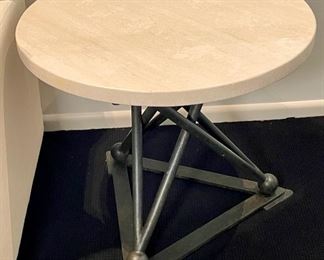 Pair of Stone and Metal Side Tables