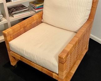 Pair of Caned and Rattan Arm Chairs Attributed to Bielecky Brothers