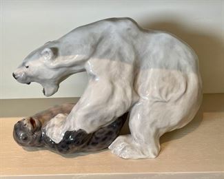 Royal Copenhagen Porcelain Polar Bear & Seal Figurine