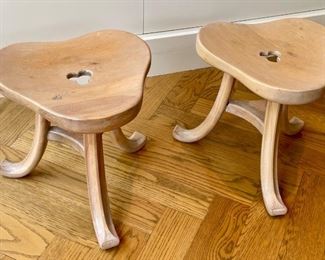 Pair of Decorative Wood Clover Stools