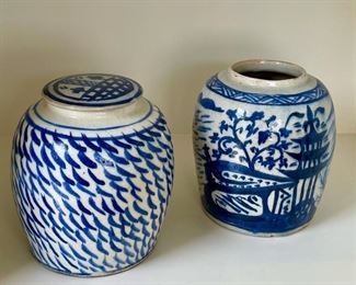 2 Blue & White Chinese Porcelain Jars