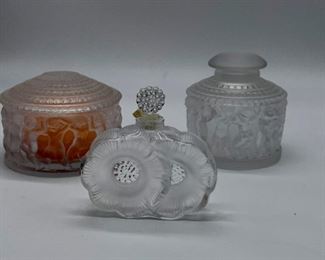 3 Lalique Crystal Ladies Toilet Articles
