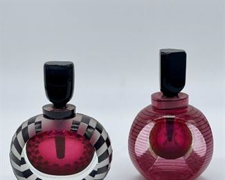 Pair of Signed Art Studio Glass Perfume Bottles