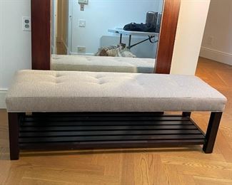 Contemporary Mahogany Upholstered Bench