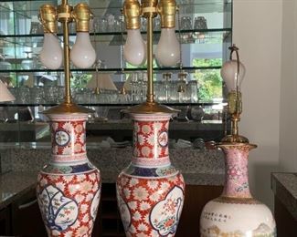 Pair of Warren Kessler Chinese Porcelain Vase Lamps