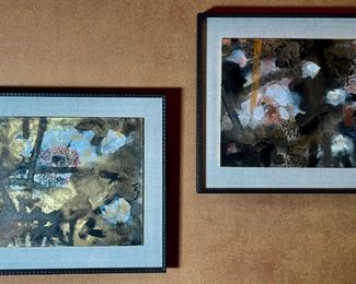 Pair of Japanese Peonies Watercolors