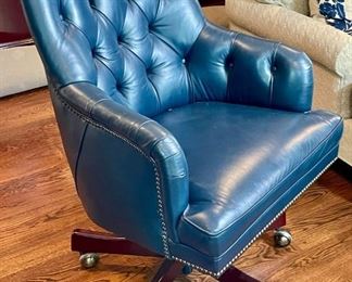 Faux Leather Tufted Desk Chair on Casters