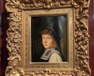 19th C Oil on Board Portrait of a Child