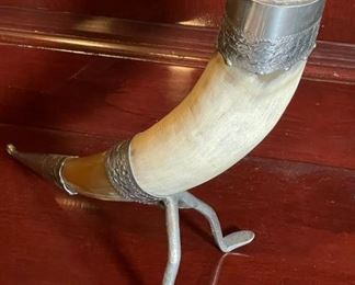 Norwegian Pewter & Horn Drinking Cup