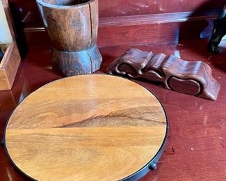 Turned Wood Mortar & Wood Puzzle Box