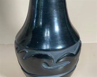 Lee Tafoya Santa Clara Carved Blackware Pottery Jar