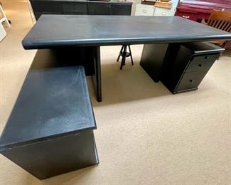 Mariani Italian Black Leather Executive Desk Set