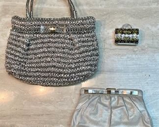 Vintage Judith Leiber Snakeskin Clutch & Anteprima Wire Evening Bag