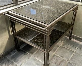 Bronzed Metal & Granite Serving Cart