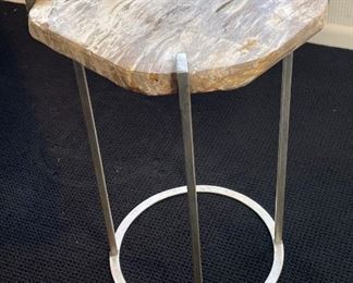 Modern Chrome & Stone Side Table