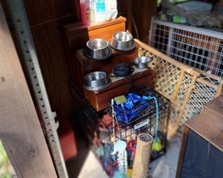 Pet supplies in shed