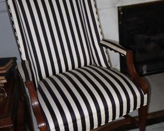 Sharp black & white strip arm chair