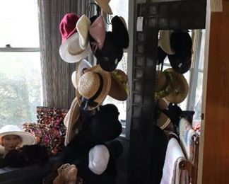 Vintage hats all around the room