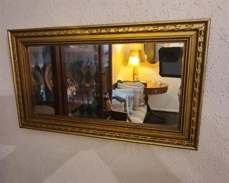 Gold framed rectangle mirror