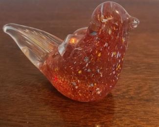 Vintage speckled blown glass bird