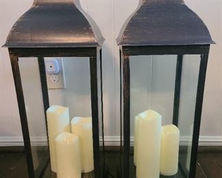 Pair of electric Luminara outdoor lanterns 
