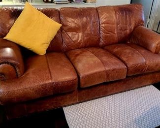 Rustic brown leather couch