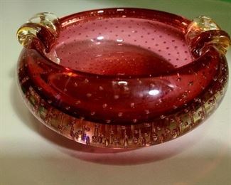 Whitefriars red bubble glass 