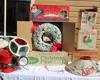 Vintage Aluminum Christmas Trees, Color Wheels, tree stands, Bubble lights