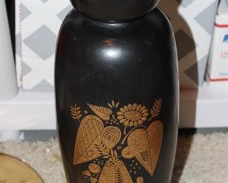 Georges Briard vase, enamel plates