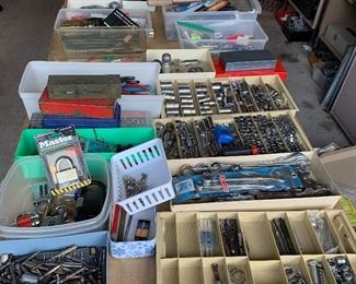 Sockets, socket sets, drill bits, combination locks