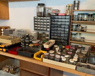 Several bulk sets of nails, fasteners and screws, nuts and bolts + individual