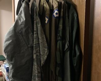 Military jackets and shirts