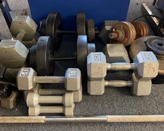 Weights 3-50lb, dumbbells