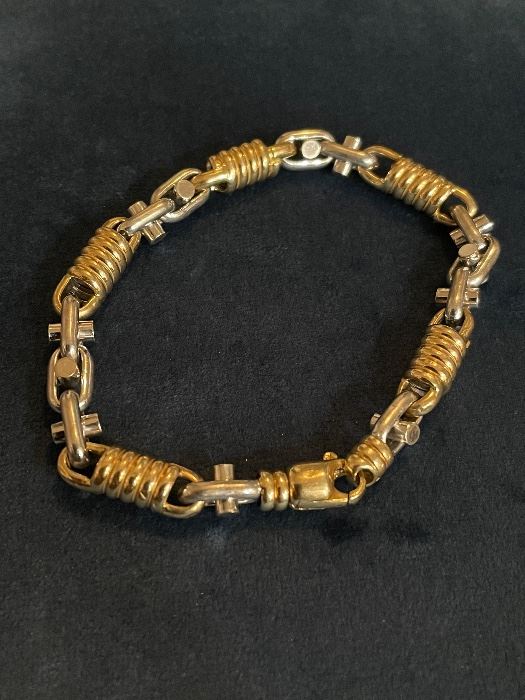 Solid 14 kt Gold two toned white and yellow gold bracelet