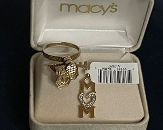 Articulating Mickey Mouse ring and mom charm