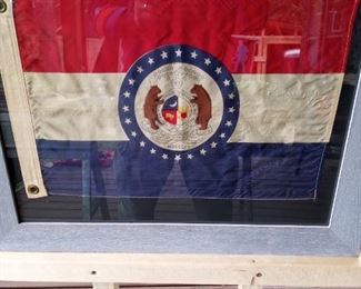 mid century Missouri state silk flag