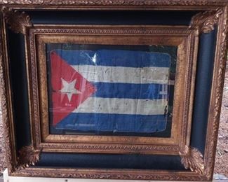 Very early example mid to late 1800s silk flag of Cuba