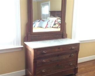Marble top dresser and mirror