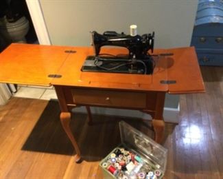 Singer sewing machine and cabinet