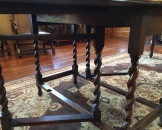 Beautiful barley twist legs on this drop leaf table