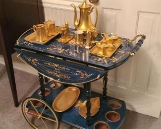 Tea Cart with Gilded Service